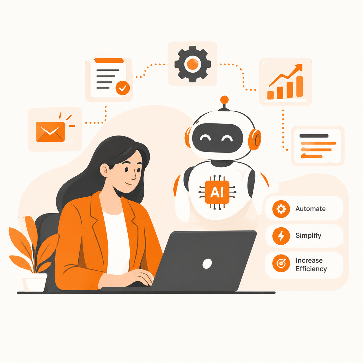AI assistant helping a team automate email, workflow and reporting tasks